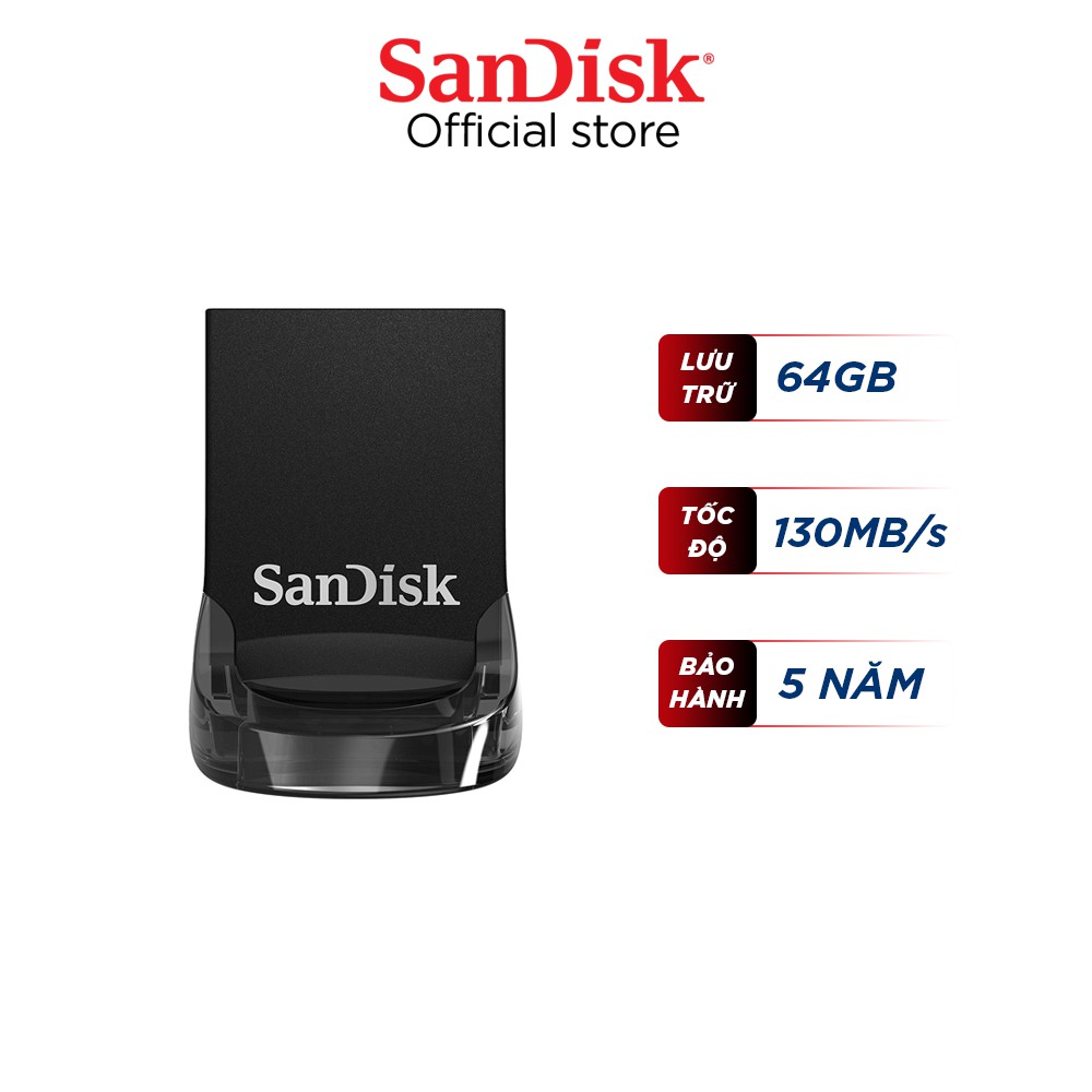 USB 3.1 SanDisk CZ430 64GB Ultra Fit Flash Drive upto 130MB s