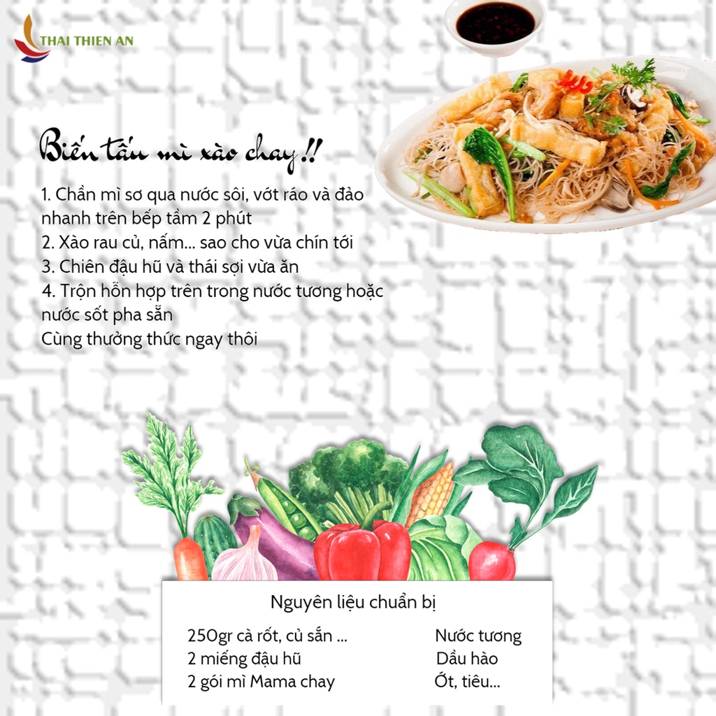 Mì chay rau củ MAMA Thái Lan 60gr - mì gói cho người ăn chay