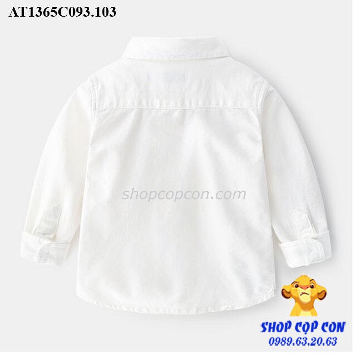 Áo sơn mi tay dài hình gấu cho bé trai từ 12-42kg