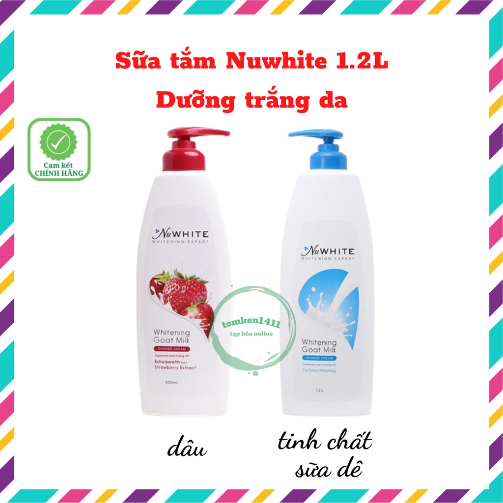 Sữa tắm trắng da NuWhite tinh chất sữa dê, hương dâu 1.2 lít