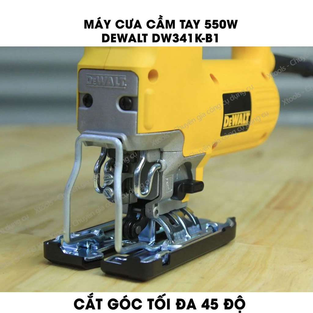 Máy cưa lọng cầm tay DeWALT DW341K-B1 550W máy cưa đa năng, cưa gỗ, kim loại, ống nhựa, góc cắt xiên 45 độ