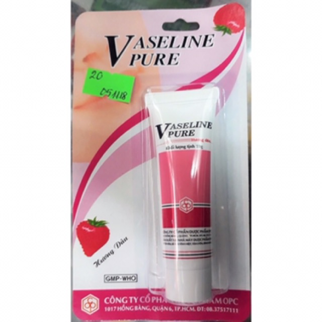 Dưỡng ẩm Vaseline Pure OPC hương dâu (tuýp x10g)