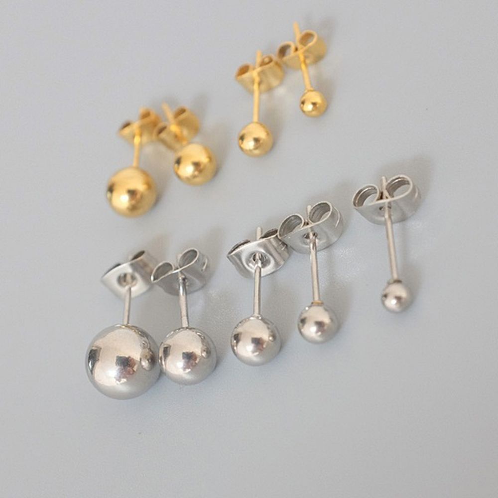 Khuyên tai dạng hạt tròn nhỏ màu sắc cổ điển sang trọng phong cách Hàn Quốc xinh xắn cho nữ