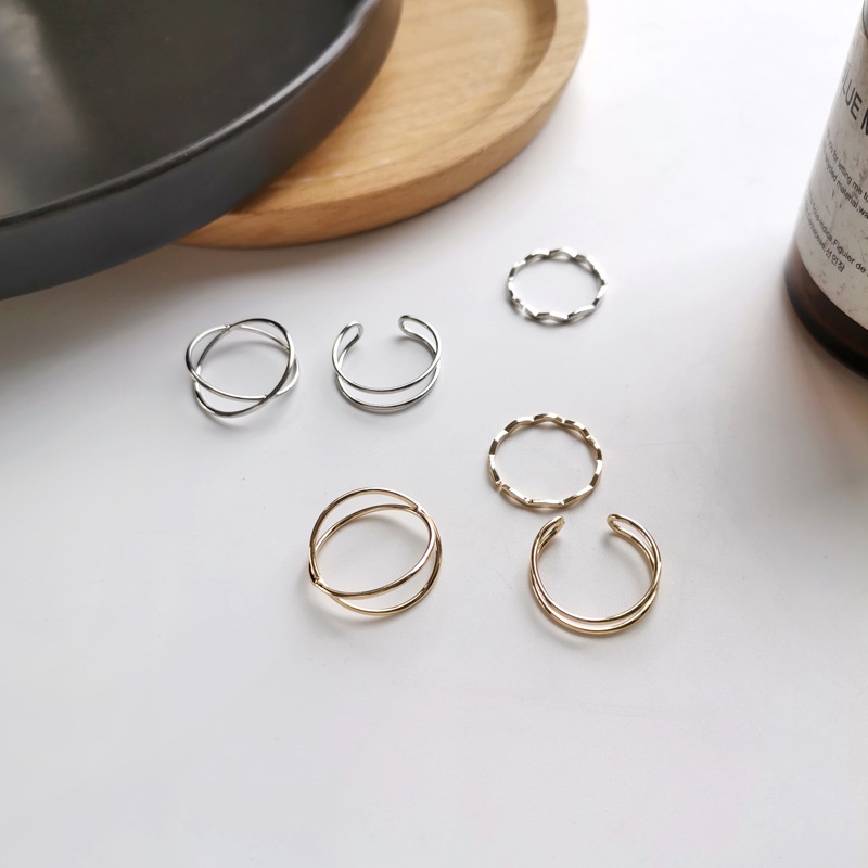 Set 3 chiếc nhẫn thiết kế 2 lớp đơn giản thời trang dành cho nữ
