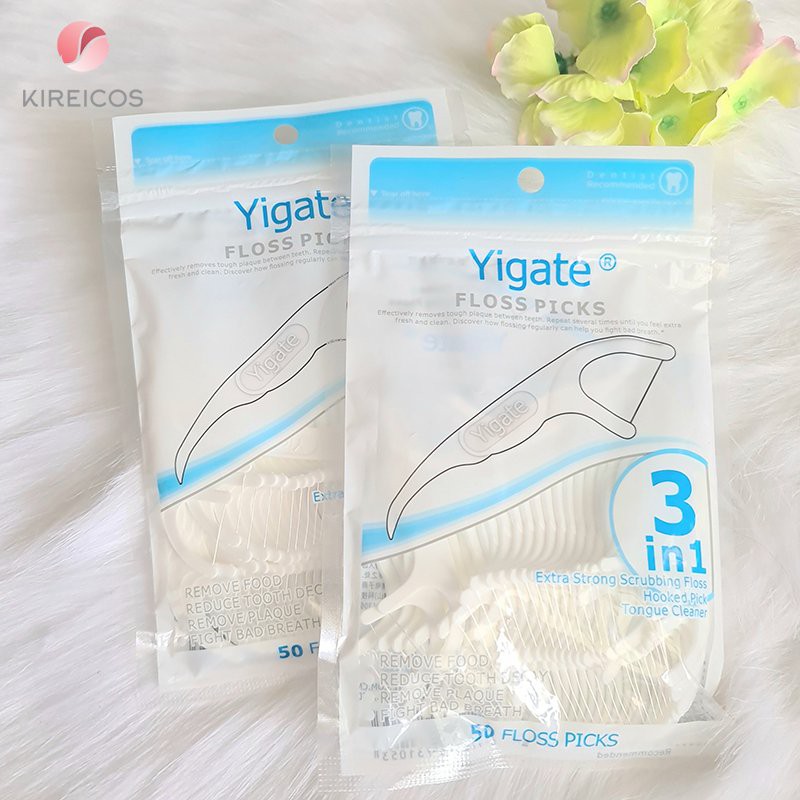 Hộp 50 Tăm Chỉ Nha Khoa 3 in 1 Vệ Sinh Răng Miệng Hiệu YiGate