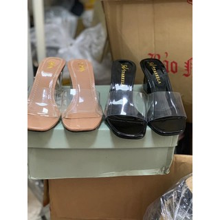 DÉP QUAI TRONG GUỐC CAO GÓT ĐẾ VUÔNG 7CM - DÉP CAO GÓT 5P QUAI TRONG MICA ĐẾ VUÔNG