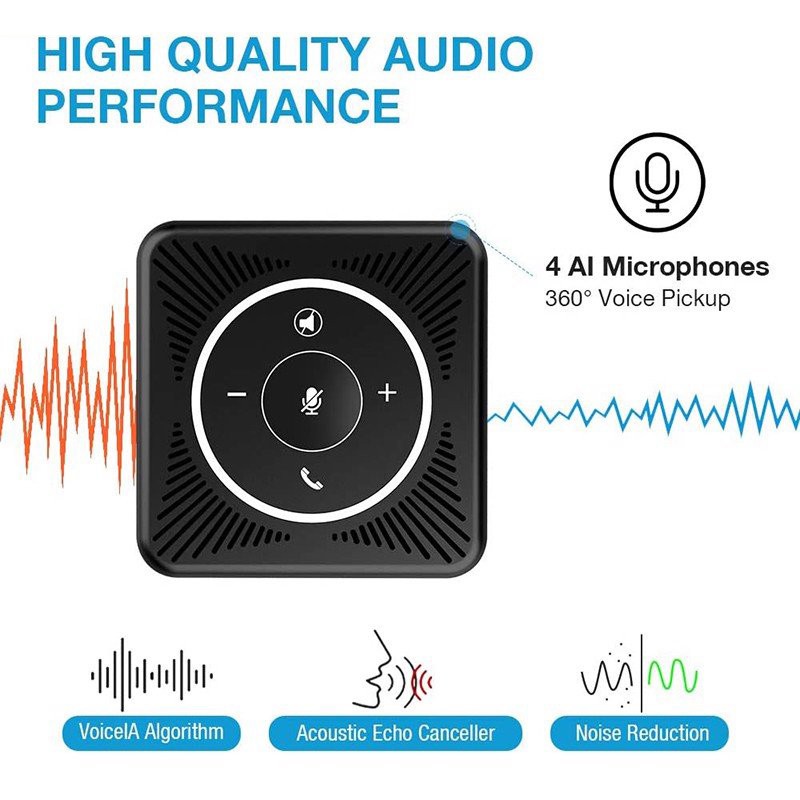 Micro Boundary Kèm Loa Hội Thảo, 4 Micro VoiceIA Đa Hướng, Họp Nhóm 4 Người Emeet M0 - Hàng Chính Hãng