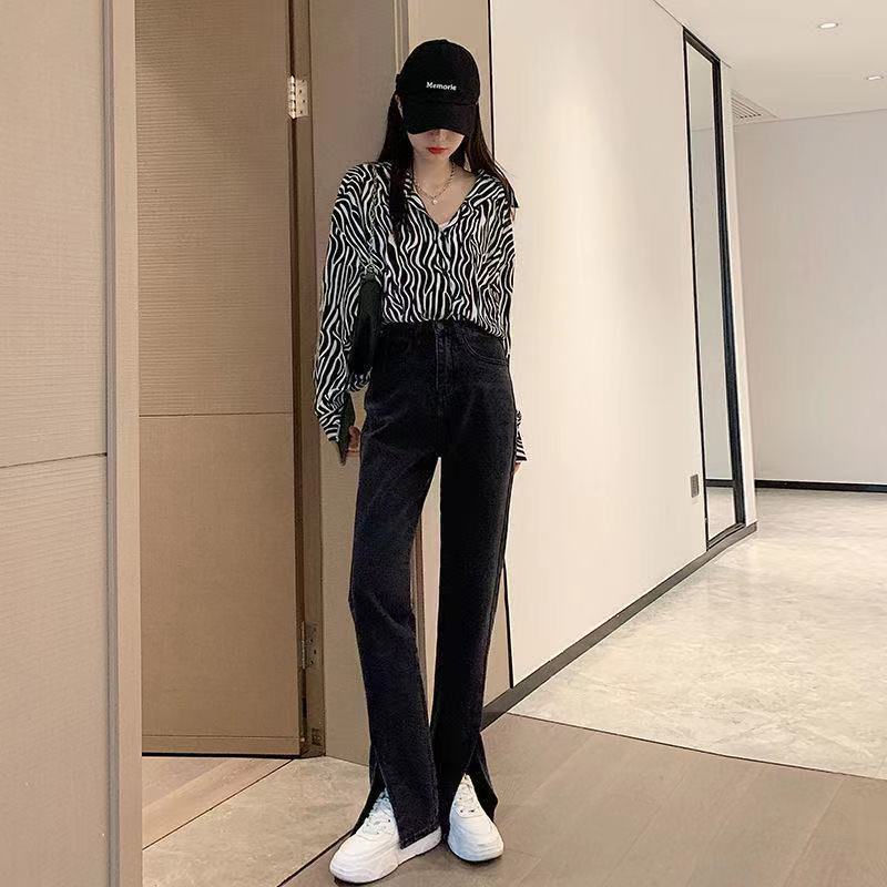 Quần Jeans Lưng Cao Ống Rộng Cổ Điển Thời Trang Cho Nữ