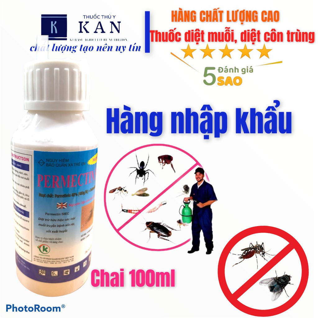 Chế phẩm diệt muỗi, ruồi, côn trùng các loại permethrim 50 hàng nhập khẩu anh quốc