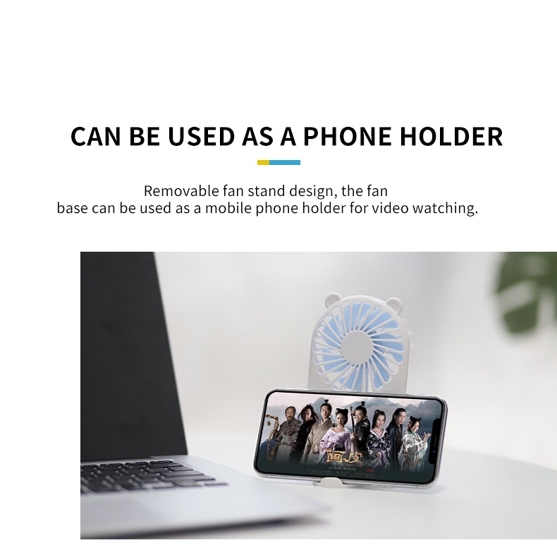Quạt Usb Mini Cầm Tay Hình Tai Động Vật Dễ Thương Có Thể Sạc Lại Tiện Dụng Đứng