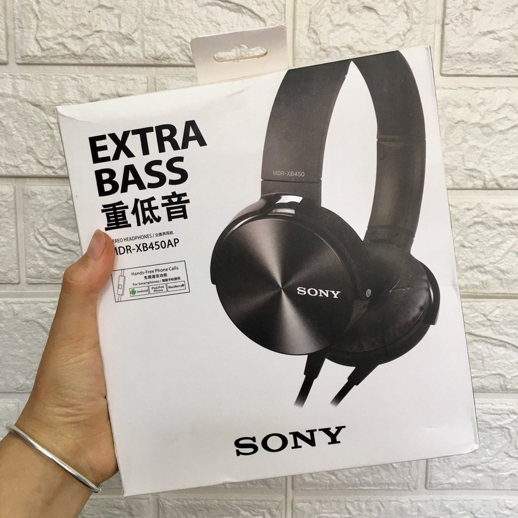 [Kèm mic đàm thoại] Tai nghe chụp tai Sony XB450AP-Dùng cho máy tính-Điện thoại- Extra bass - Chống ồn