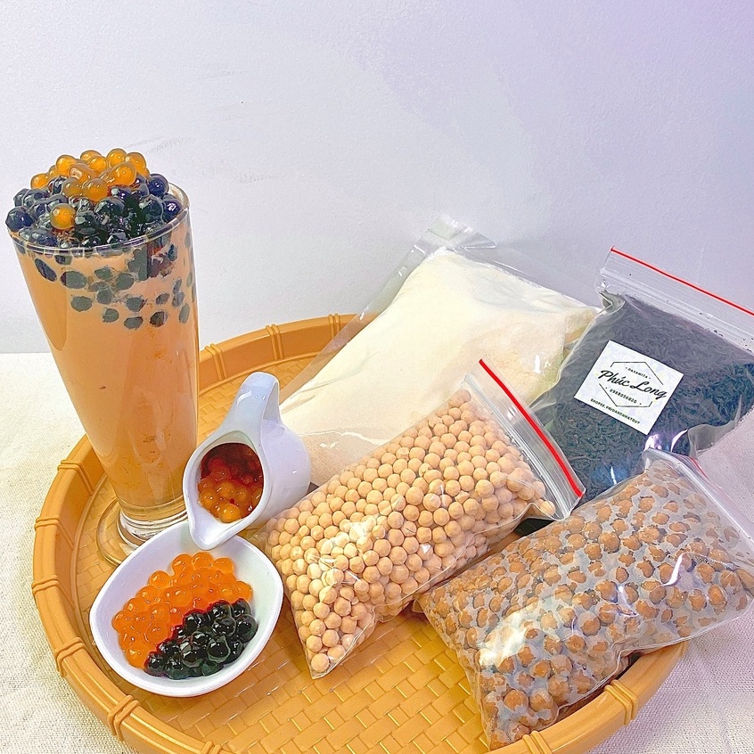 SET 20-30 LY NGUYÊN LIỆU PHA TRÀ SỮA PHÚC LONG, THÁI XANH-ĐỎ, Ô LONG, HOA ĐẬU BIẾC, MATCHA, SOCOLA, PUDDING, SƯƠNG SÁO