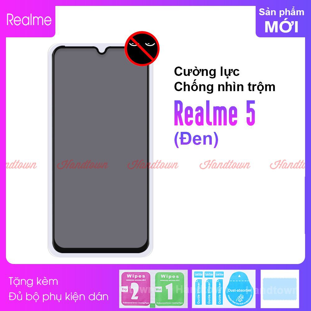 Kính cường lực Chống Nhìn Trộm 9H Dành Cho Realme 5 / Realme 5 Pro / Realme Q Full Màn Hình Full Keo