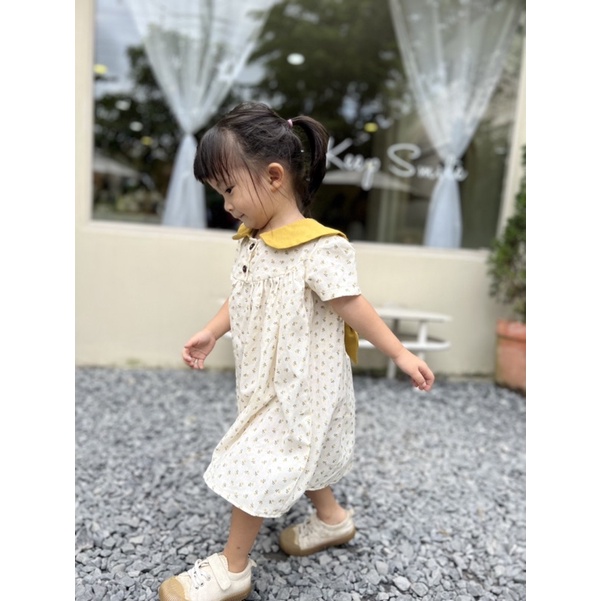 Đầm tai thỏ chất liệu linen mềm mại cho bé gái 9-26kg