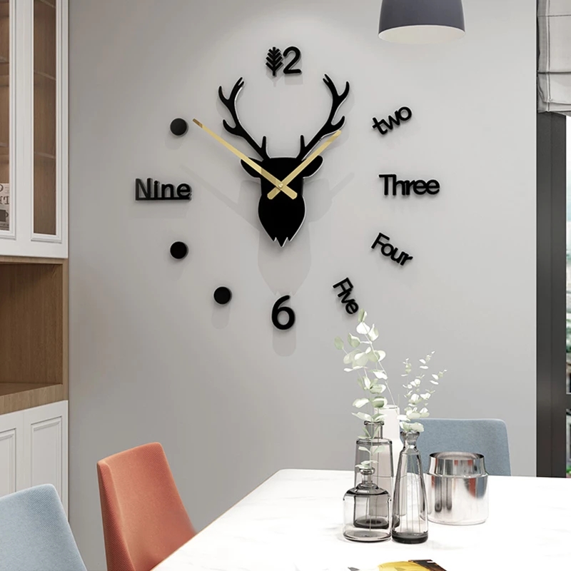 Miếng dán tường hình đồng hồ 3D mặt gương trang trí làm đẹp