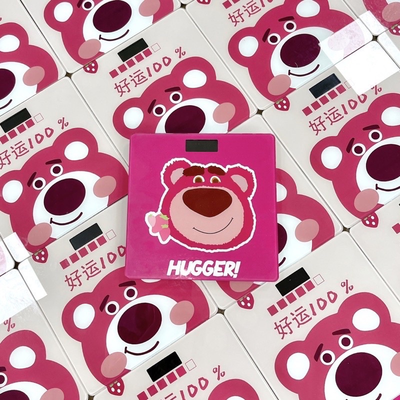Cân điện tử sức khoẻ hình gấu hồng Lotso- Cân hình gấu dâu LOSTO theo dõi cân nặng gia đình chính xác cao tặng kèm Pin