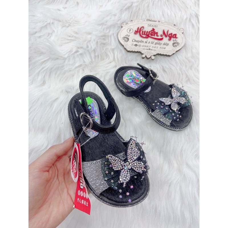 dép quai hậu sandal cho bé gái nơ hình gắn đá size 26-30