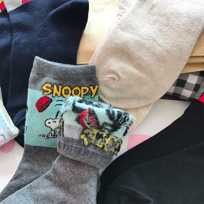 1 Đôi Vớ Cotton Ngắn In Hình Snoopy Phong Cách Hàn Quốc Mới Cho Nam Và Nữ