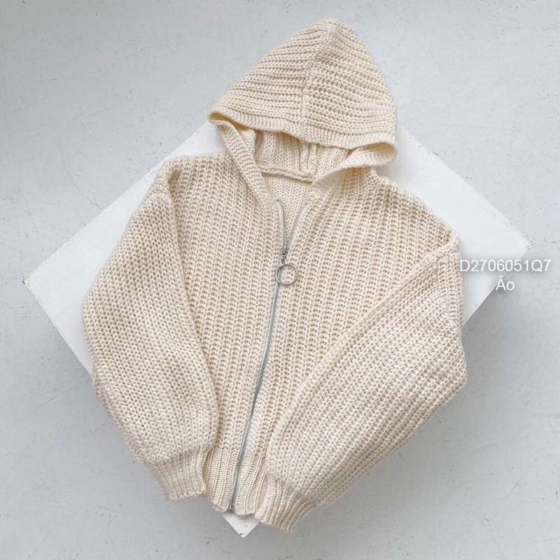 Áo khoác Len dễ thương có nón tay dài khoá kéo TT2706