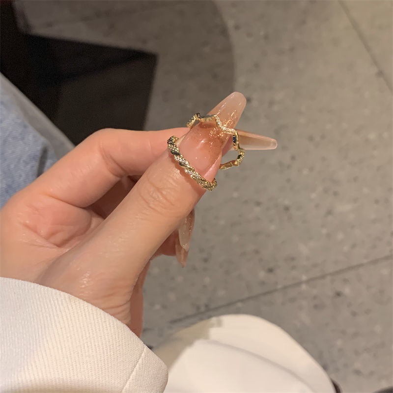 Set 2 nhẫn hợp kim đính đá thời trang tùy chọn màu sắc dành cho nữ