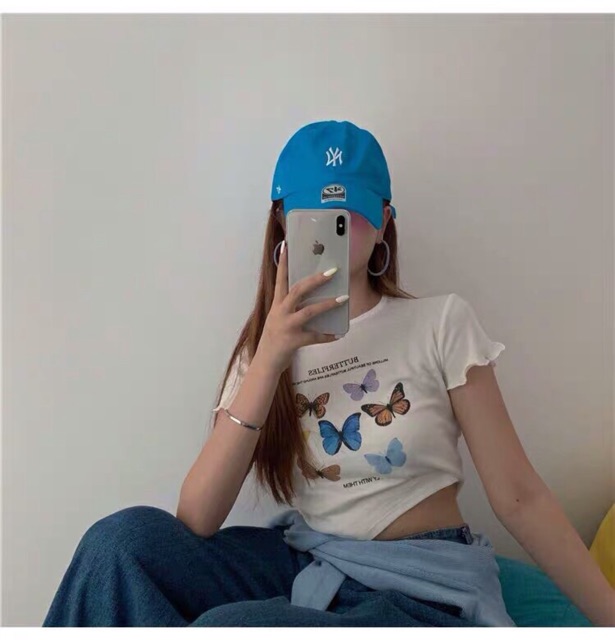 (Ảnh thật) Áo croptop in hình bướm