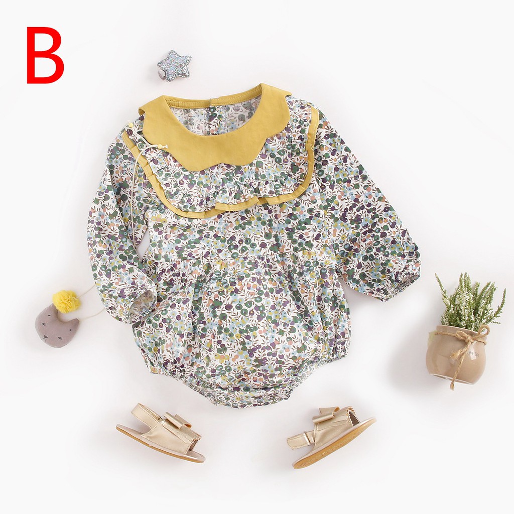 Sanlutoz Bộ Áo Liền Quần Tay Dài Bằng Cotton In Hoa Thời Trang Mùa Thu Dành Cho Bé Gái