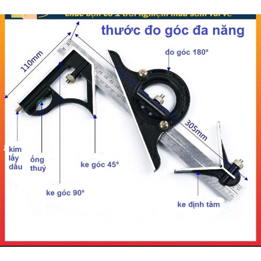 Thước Vuông Góc Đa Năng thước ê tô ke vuông đa năng tích hợp NIVO