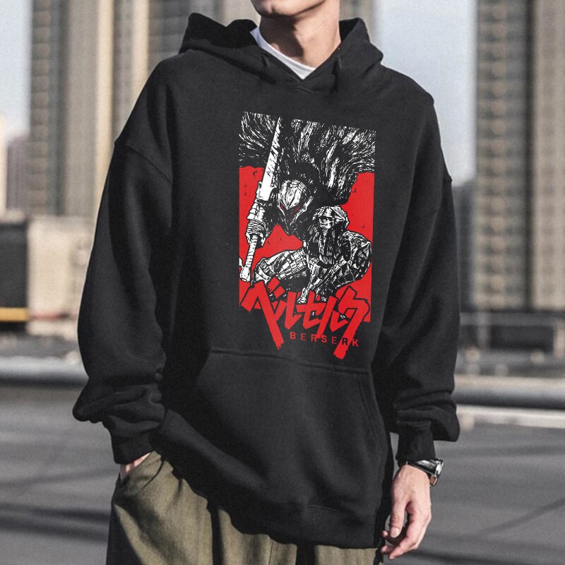 Áo Hoodie Nam Tay Dài In Hình Manga Berserk Guts Cá Tính