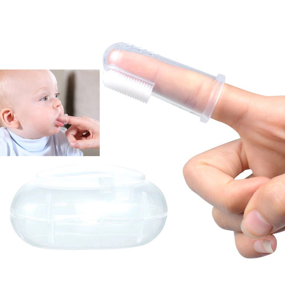 Bàn Chải Đánh Răng Bằng Silicon Mềm Kèm Hộp Đựng Dành Cho Trẻ Sơ Sinh