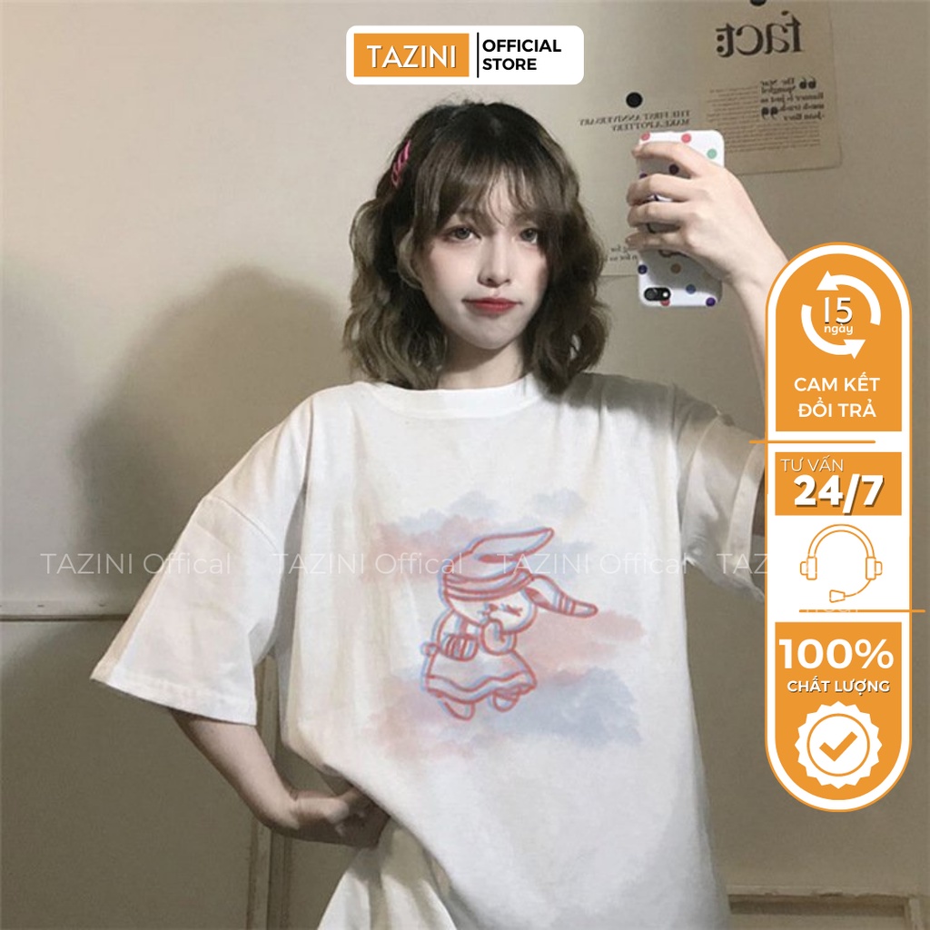 Áo Phông Nữ In Hình Thỏ Bị Thương Chất Su Xược Thời trang Tazini - MÃ 057