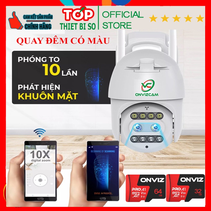 Camera WIFI PTZ ngoài trời ONVIZCAM KK66 siêu ZOOM 10x, độ phân giải 2K, nhận diện khuôn mặt, có đèn LED | BigBuy360 - bigbuy360.vn