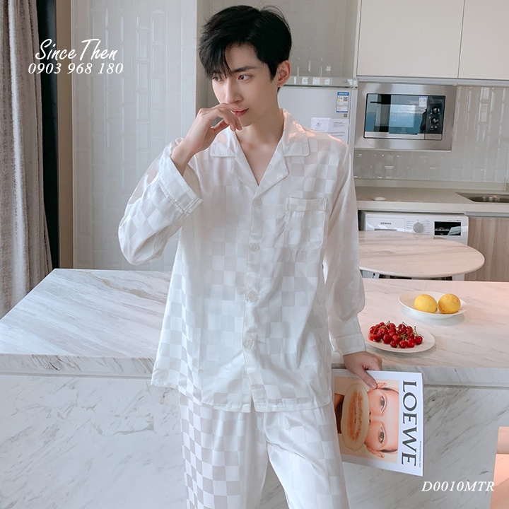 Pijama cặp đôi nam nữ mặc nhà, đồ ngủ đôi lụa dài tay - Since Then