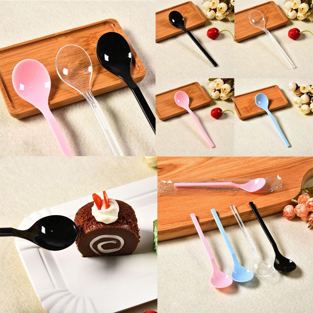 Set 100 Muỗng Ăn Sữa Chua Nhiều Màu Mới Phong Cách Hàn Quốc