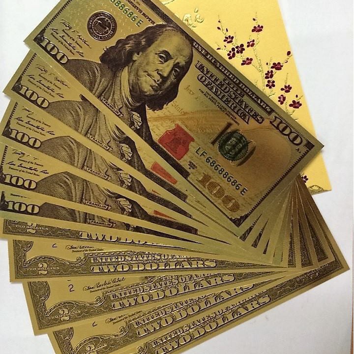 Tiền dollar mạ vàng quà tặng, trang trí