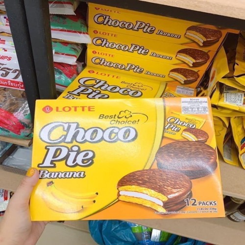 Hộp 12 Bánh ChocoPie / Banana / Green Tea Lotte 336g
