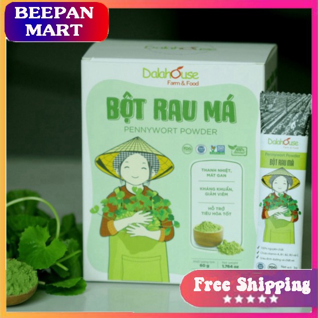  Bột Rau Má Nguyên Chất 100% Hộp 60gr - Dalahouse - Bổ Sung Chất Xơ - Chống Lão Hóa Da