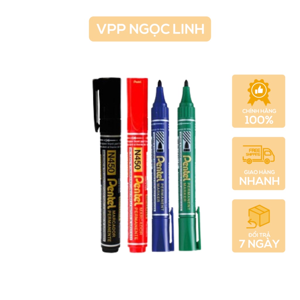 Bút Dạ Dầu Pentel N450 - Mực Không Xóa Được (Bán Lẻ - 3 Màu Mực - Thay Mực Tiện Lợi)