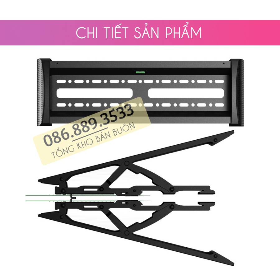 Giá Treo Tivi Gật Gù NB C2T 32 - 43 - 50 - 55 - 65 Inch - Điều Chỉnh Góc Nghiêng Tới 12 Độ Dễ Dàng