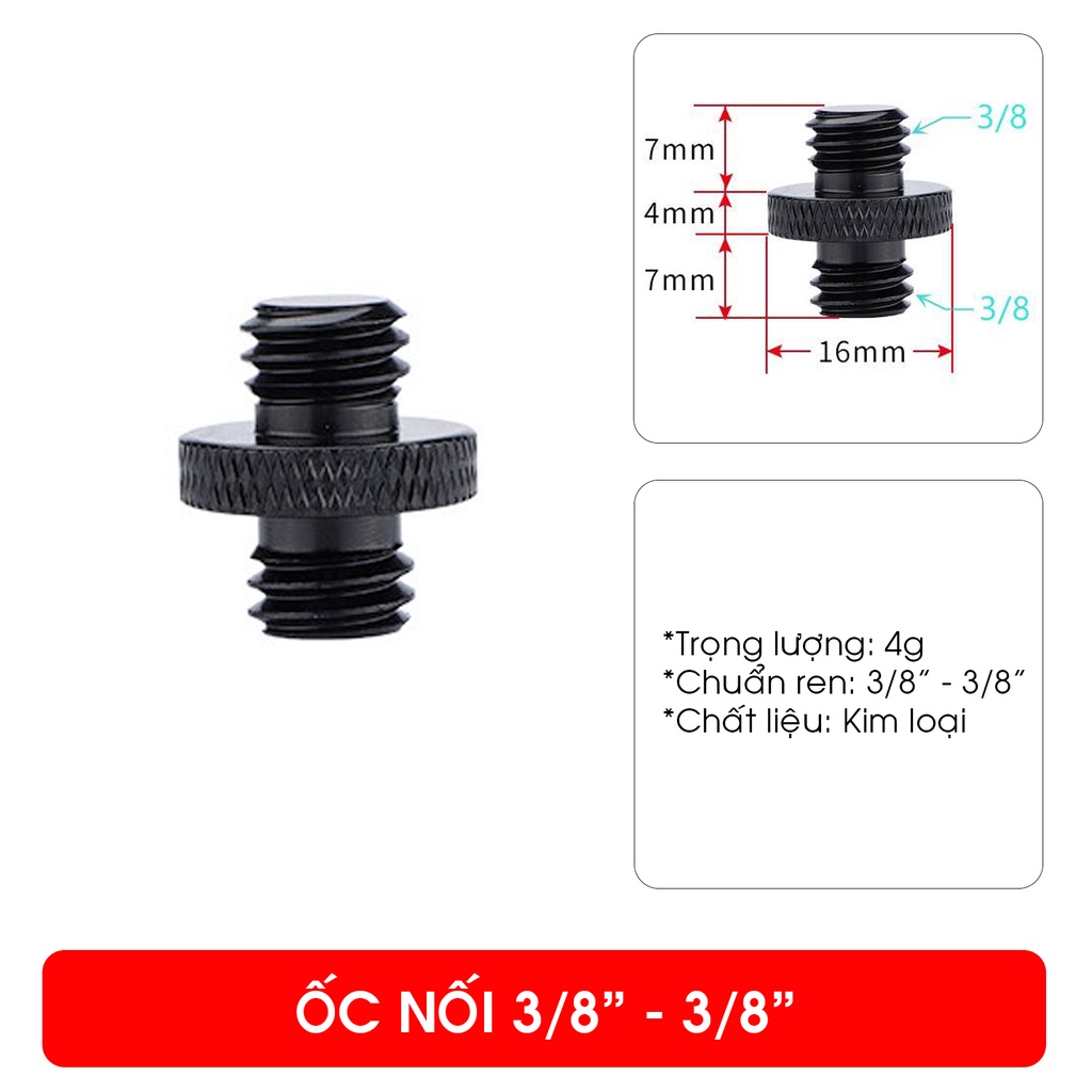 ỐC CHUYỂN REN 1/4 – 3/8 – 5/8 INCH CHO MÁY ẢNH