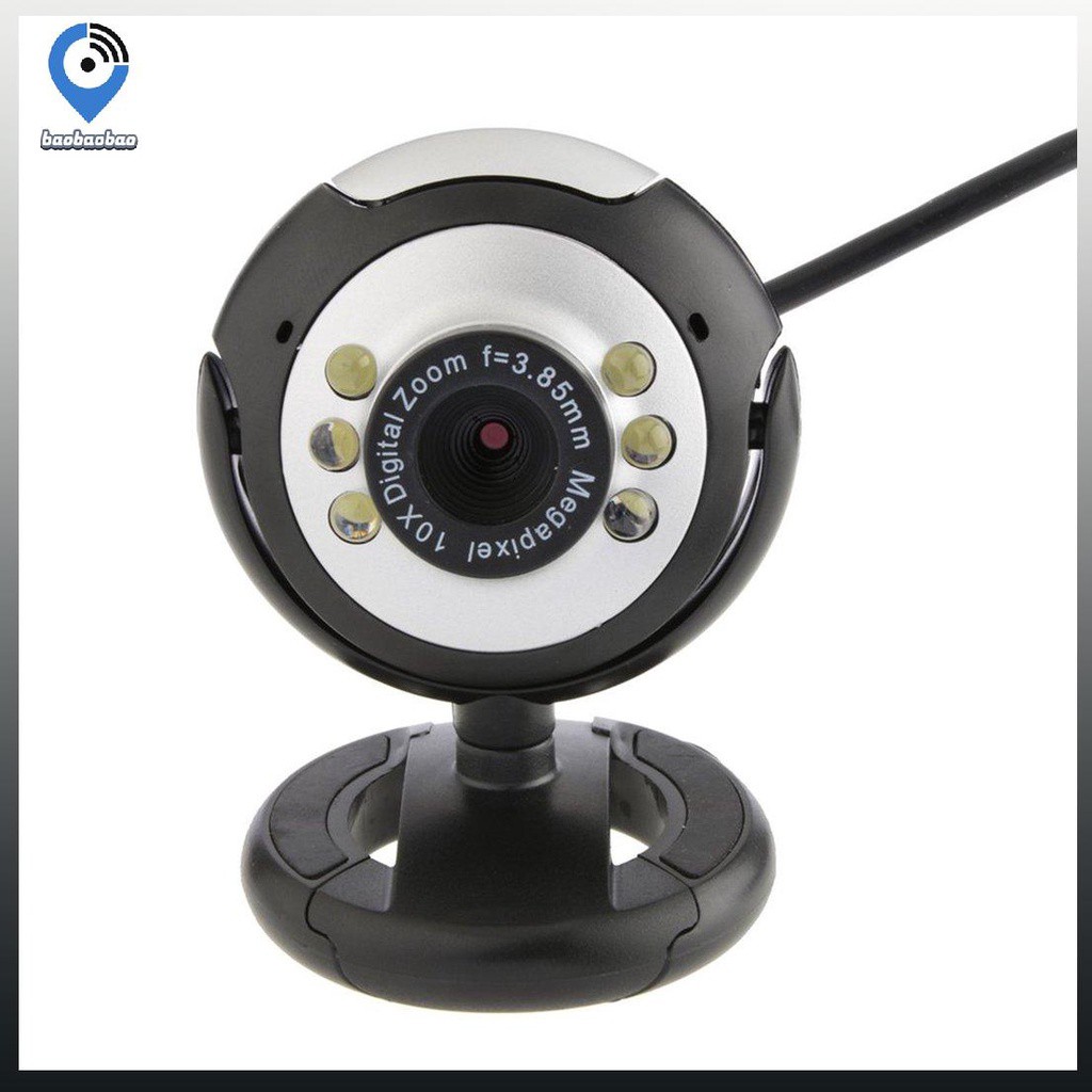 (Bảo hành 06 tháng) Webcam Kẹp màn mini có mic 6led dùng cho máy tính có tích hợp mic và đèn Led trợ sáng-Webcam để bàn