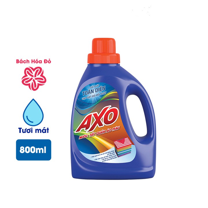 Nước giặt tẩy quần áo màu AXO chai 800ML - Hương Tươi Mát