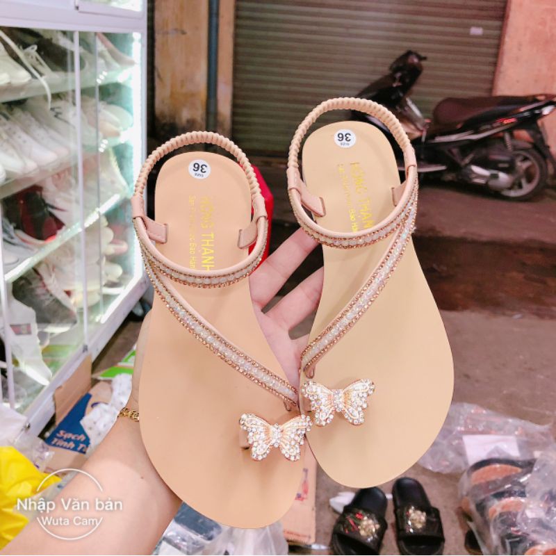 SANDAL QUAI CHÉO ĐÍNH ĐÁ