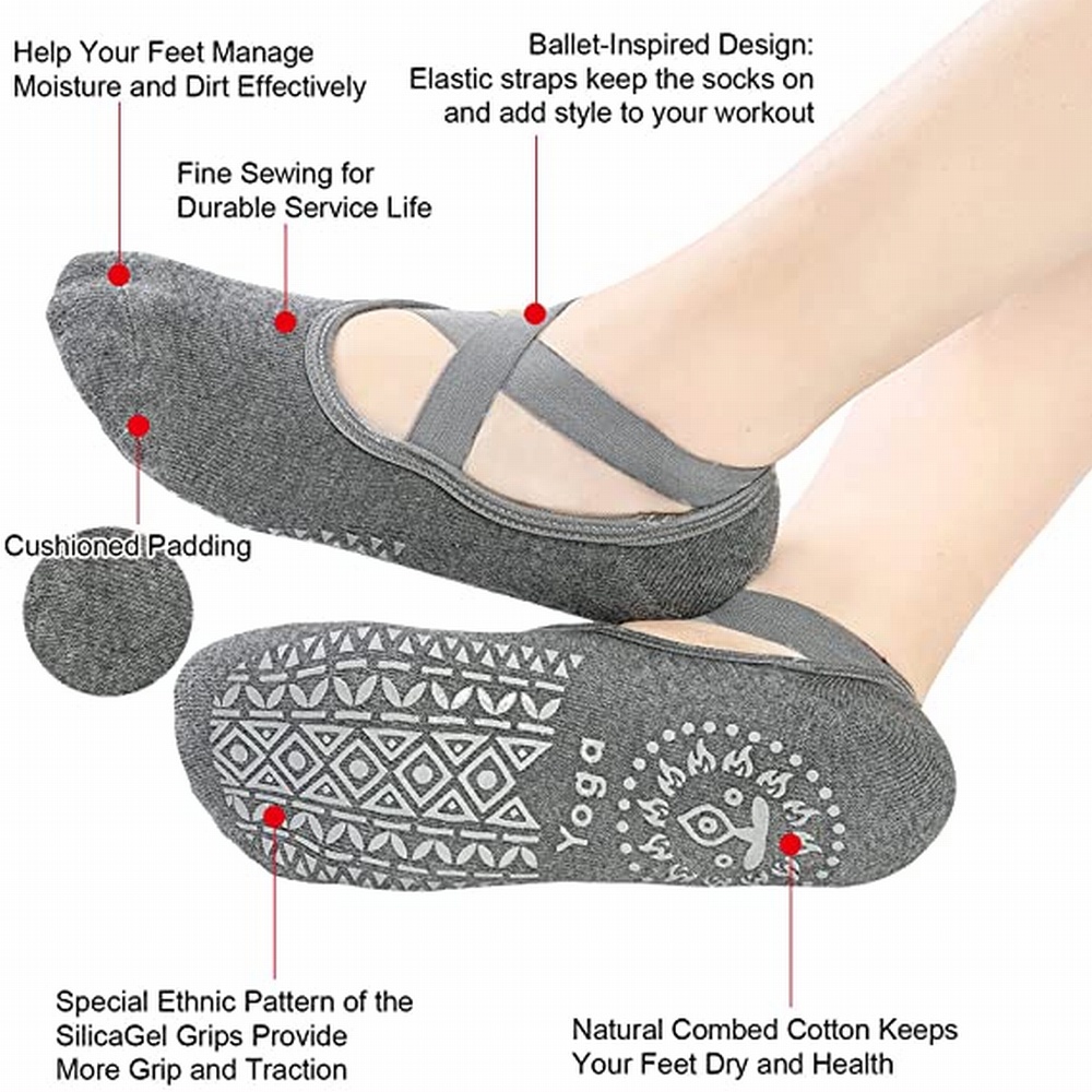 Set 4 Đôi Vớ Chống Trượt Tập Yoga Tiện Dụng Cho Nữ