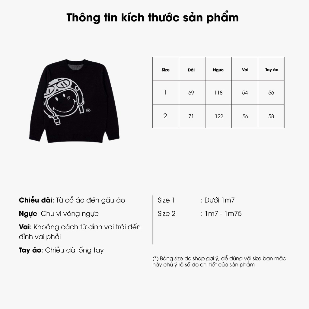 Áo sweater len ADLV x Smiley logo pullover unisex nam nữ form rộng best quality