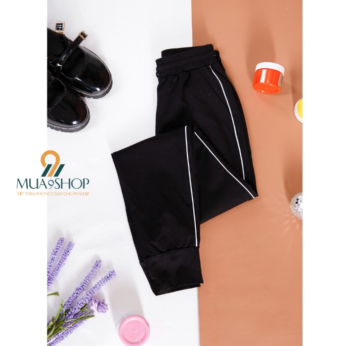 Quần jogger nữ 1 sọc bo gấu mua9shop co giãn