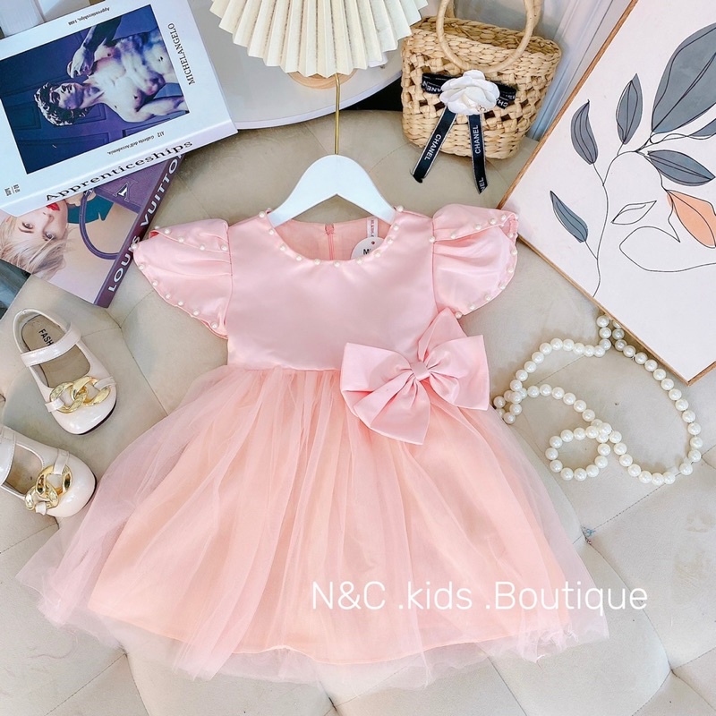 Đầm xoè công chúa kết hạt cho bé gái 6-15kg