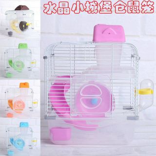 Lồng xi trum 2 tầng tronh suốt full phụ kiện cho hamster, phụ kiện hamster