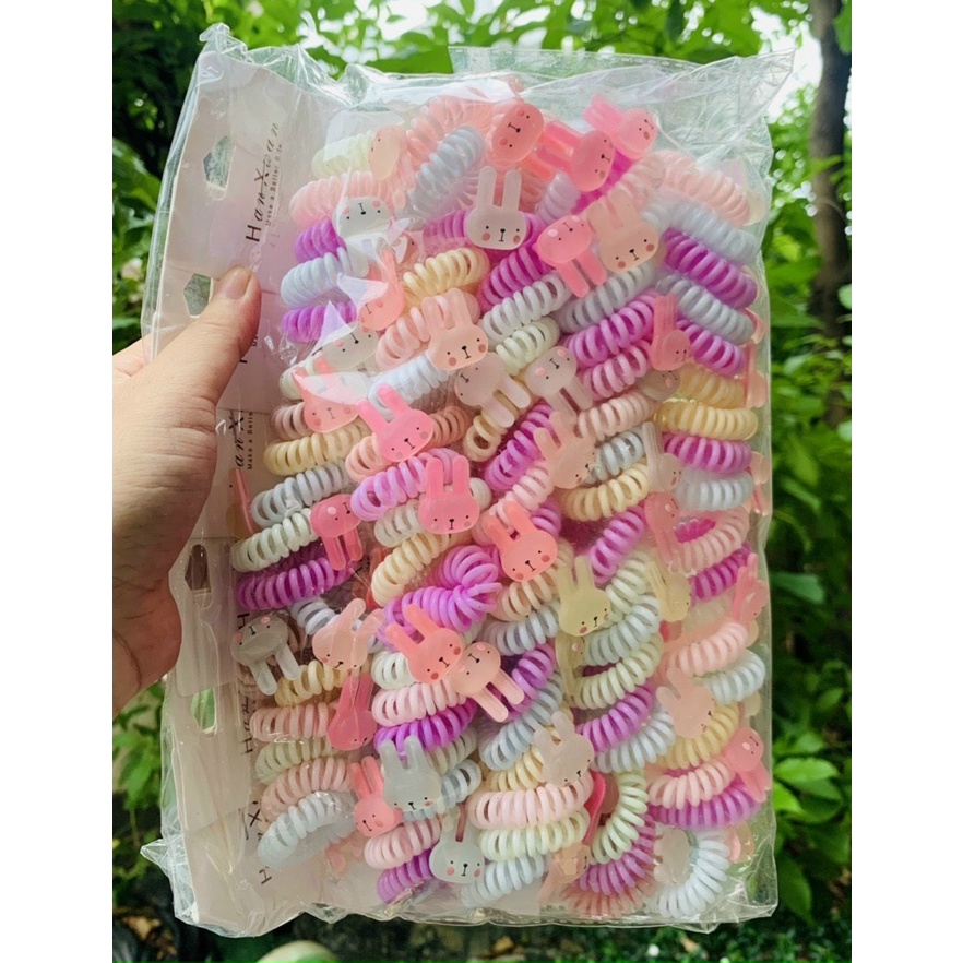 Thun Cột Tóc Lò Xo - Thun Xoắn Lò Xo Đính Charm Siêu Xinh