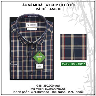 Áo sơ mi nam tay dài caro Bamboo Slim Fit Vĩnh Tiến