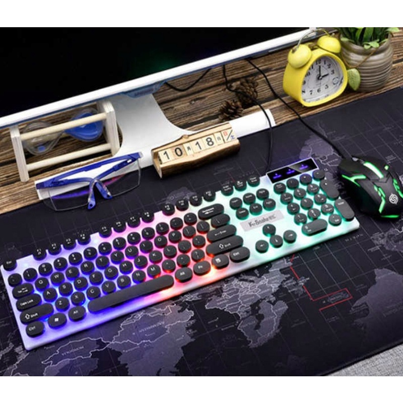 Bàn phím giả cơ gaming NTC G21 nút tròn - led đa màu (2 màu tuỳ chọn)